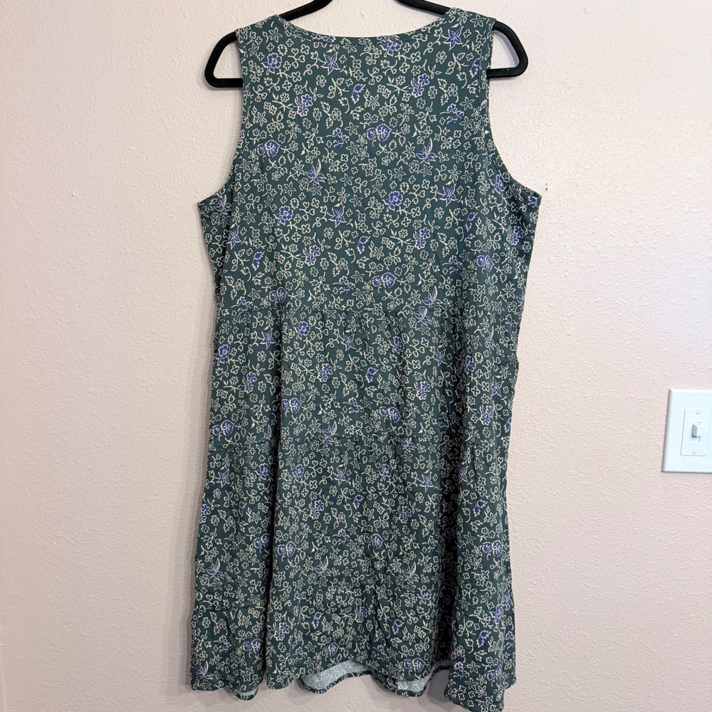 Toad&Co Manzana Tiered SL Dress Pasture Floral Print Green Blue Large NWT - Picture 2 of 7
